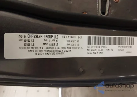 2014 Dodge Charger R/T Max z USA, uszkodzony, nr VIN 2C3CDXDT4EH296517